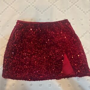 Dazzling Red Sequin Mini Skirt